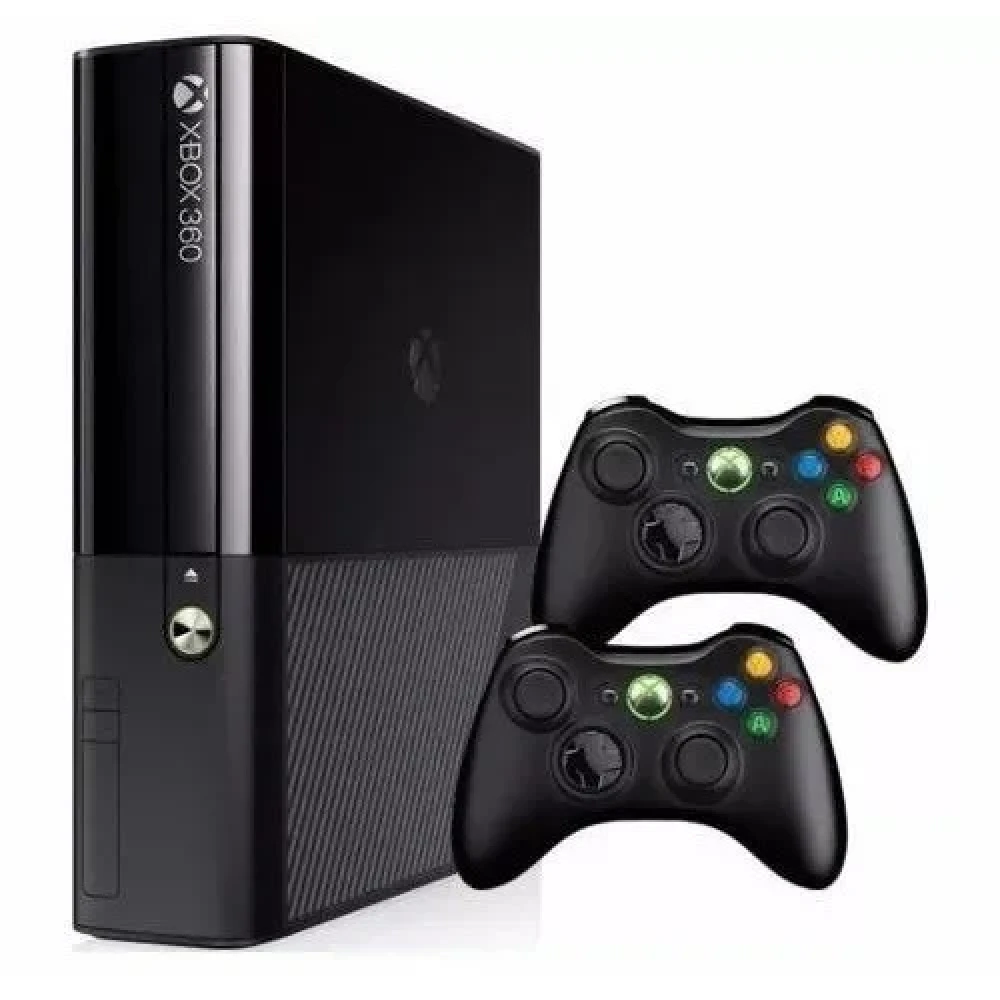 XBOX 360 Super Slim 250gb 2 Controles + 3 Jogos Standard Preto